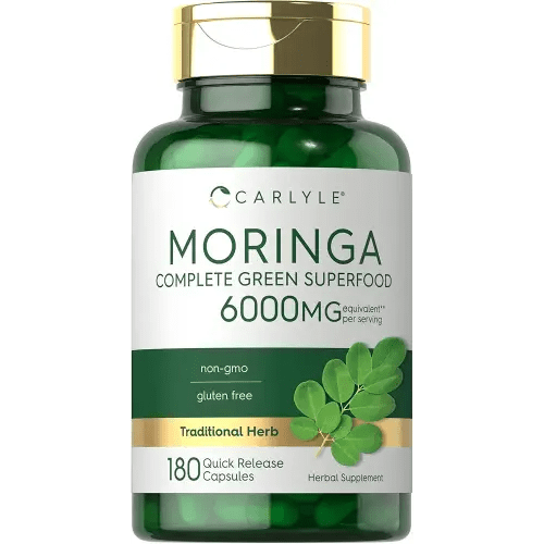 Carlyle Moringa Oleifera Supplement | 180 Capsules | Complete Green Superfood for Women and Men | Non-GMO and Gluten Free | from Moringa Leaf Powder