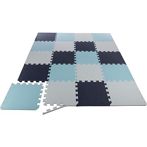 Puzzle Mat EVA Foam Floor Tiles 20-Pack - 20 SQFT Multicolor Exercise Mat or Baby Play Mats for Floor - Interlocking Floor Mats by Stalwart (Blue)