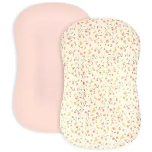 Hooyax Baby Lounger Cover 2-Pack, Ultra-Soft Stretchable Slipcover Fits Snuggle Me & Infant Loungers, Skin-Friendly Newborn Lounger Cover Set for Boys and Girls - Covers Only (Pink Flower)