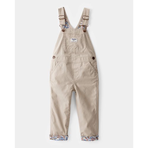 Toddler Lightweight Floral-Lined Canvas Overalls - Khaki - OshKosh B'gosh | Carter's