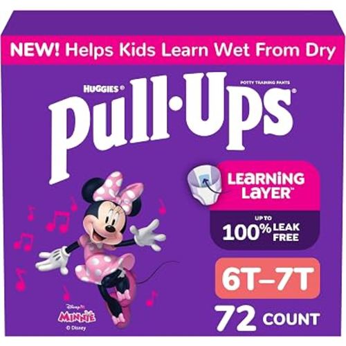 Pull-Ups Girls' Potty Training Pants, Size 6T-7T Training Underwear (55-75 lbs), 72 Count