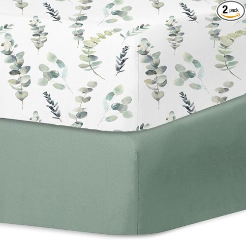 Little Grape Land Crib Sheets for Boys and Girls, 2pk Baby Crib Fitted Sheet for Standard Size Crib and Toddler Mattress, Super Soft Baby Sheet