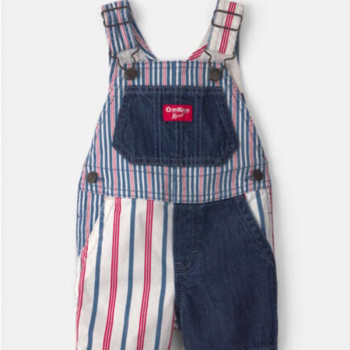 Baby Patchwork Striped Shortall - Red/White/Blue - OshKosh B'gosh | Carter's