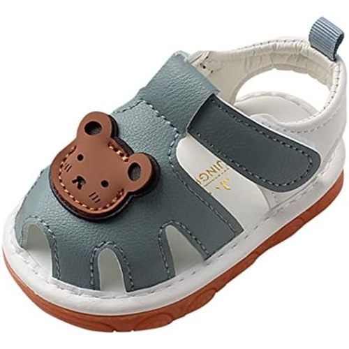 Squeaky Shoes for Infant Girls Boys Anti-Slip Shoes for First Walkers Shoes Baby Rubber Sole Open-Toe Bear Sandals