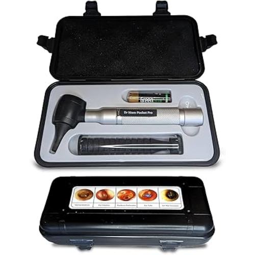 4th Generation Doctor Mom LED Pocket Pro Otoscope with Both Adult and Pediatric Disposable Specula Tips, Battery, and Protective Hard Plastic Case