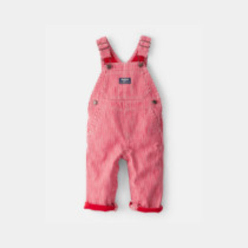 Carter's Baby Hickory Stripe Overalls - Red/Ivory
