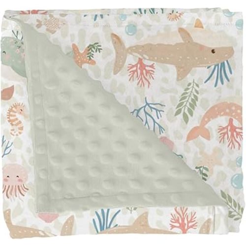 Girly Whale Baby Blanket for Girl Narwhal Shark Jellyfish Corals Soft Mink Dotted Backing Double Layer Swaddle Blanket Boho Sea Ocean Animals Leopard Bed Throws for Newborn Infant Toddler Crib 30x40