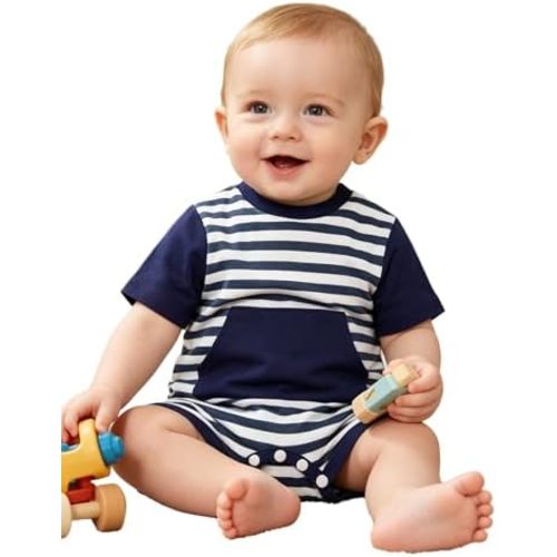 Adaptive G-Tube Baby Bodysuit, Unisex Short Sleeve Preemie Romper with Feeding Cutout for Special Needs Infants