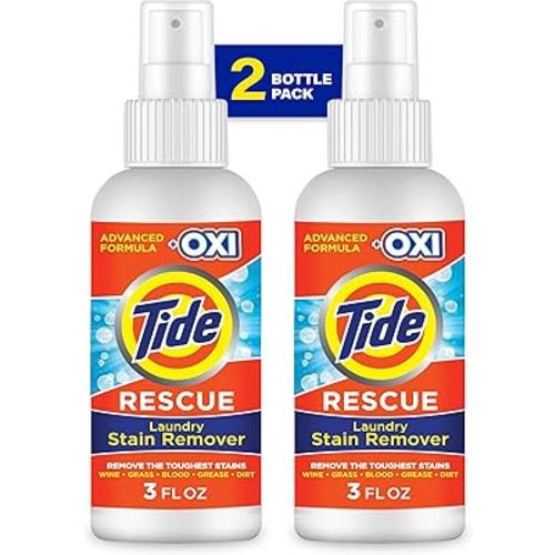Tide Laundry Stain Remover Spray with Oxi, Travel Stain Remover for Clothes, Carpet, Upholstery, Pet Bedding, Stain Treater Spray for Tough Stains from Wine, Coffee, Grease, 3 Oz (Pack of 2)