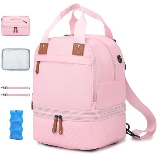 Breast Pump Bag for Spectra S1/S2 - Spectra Pump Bag with Ice Pack & Waterproof Mat, Portable Breast Milk Cooler Case for Work, Travel and Family Use, Pink