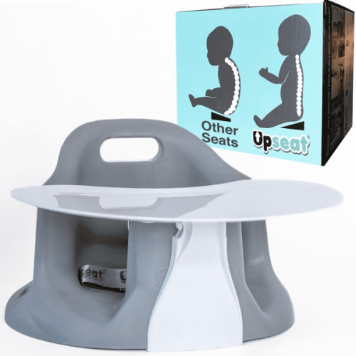 Upseat – The Original Ergonomic Baby Floor & Booster Seat with Tray, Developed with Physical Therapists for Upright Posture & Healthy Hip Development, 4–24 Months, Dishwasher-Safe Extra-Large Tray