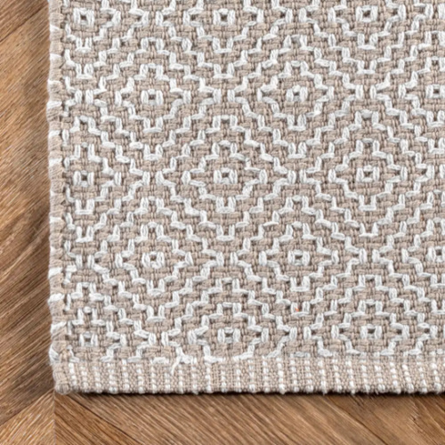 Diamond Cotton Check Flatwoven Rug | Beige – Rugs USA