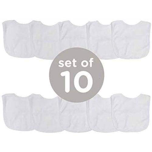 Neat Solutions 2-Ply Knit Terry Solid Color Feeder Bibs in White - 10 Pack - White - 10 Count
