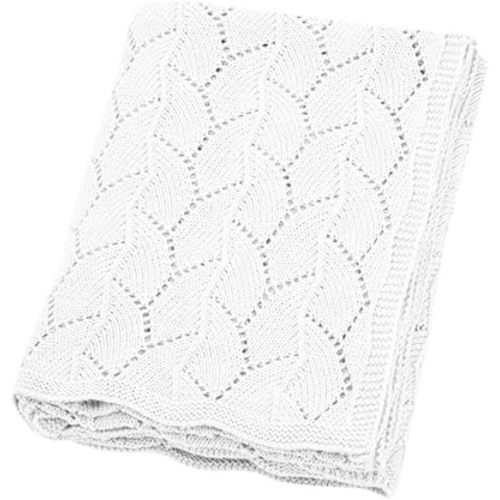 Baby Blanket 100% Cotton Soft Cozy Receiving Blankets Knit White Newborn Swaddle for Infant Boy Girl, 40"x30"