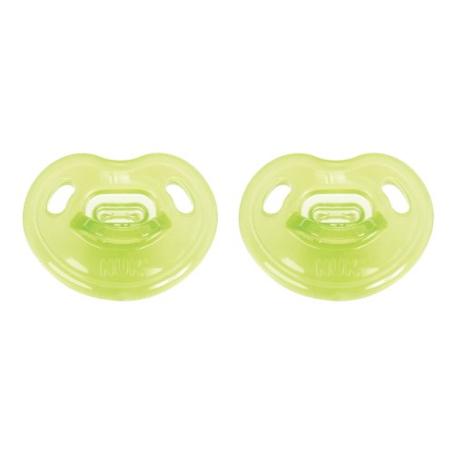 NUK Newborn 100% Silicone Orthodontic Pacifier, 0-3 Months, Green, 2 pk