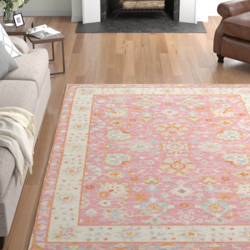 Viv + Rae™ Guerin Oriental Wool / Nylon Pink Area Rug & Reviews | Wayfair