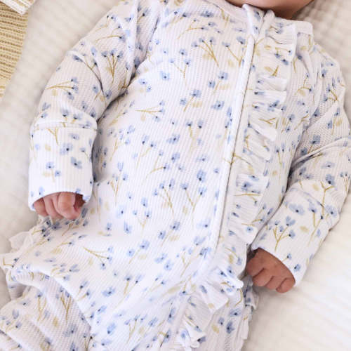 Bamboo Waffle Zipper Footies | Printed