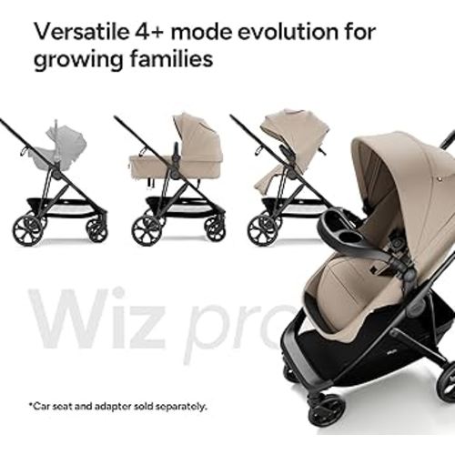 Mompush Wiz Pro 4-in-1 Baby Stroller with Newborn Mode, Full-Size All-Terrain Premium Stroller from Newborn to Toddler, Snack Tray Included for Easy Feeding & Outing, Lay-Flat in Seconds