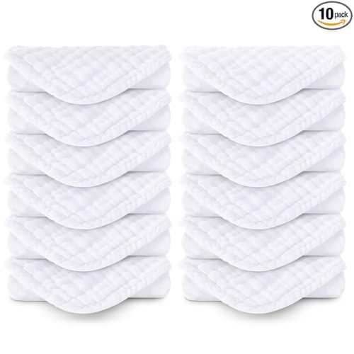 Muslin Baby Washcloths 100% Baby Washcloths Cotton Face Towels 10 Pack Burp Cloths Baby Girl Boy Soft and Absorbent Baby Wipes Burp Rags Bath Essentials
