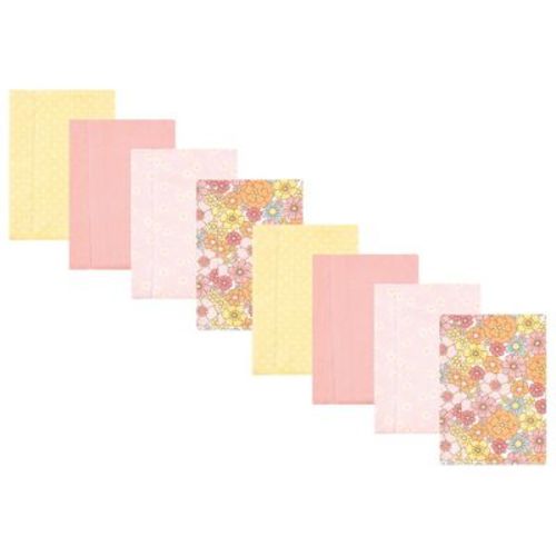 Hudson Baby Girls Cotton Poly Flannel Burp Cloths 8-Pack, Peace Love Flowers, One Size