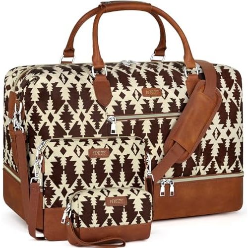 Weekender Bag for Women, Travel Duffel Bag Carry On Overnight Bag with Shoe Compartment Large Nylon Travel Weekend Tote Bag