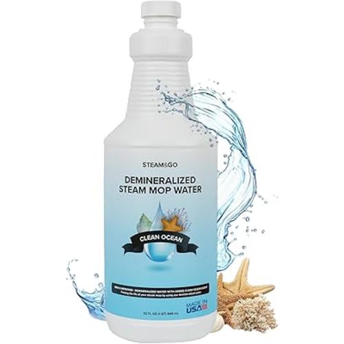 Steam & Go Demineralized Water - Multisurface Cleaner, PVC-Free Ready-to-Use for Mops & Floor Steamers - Ideal for Kitchen, Bathroom, & Home Surfaces - Clean Ocean Scent - 32oz (Pack of 1)