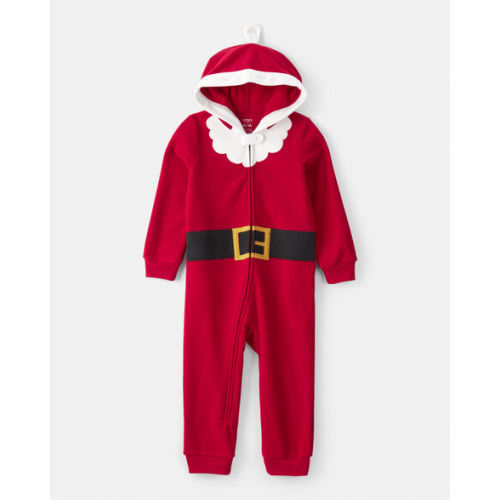 Toddler Santa Fleece Hooded Zip-Up 1-Piece Pajama Jumpsuit - Red - Carter's | Carter's