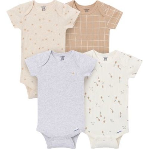 Gerber Baby Neutral 4-Pack Short Sleeve Bodysuits, Sunny Day Kites, 0-3 Months