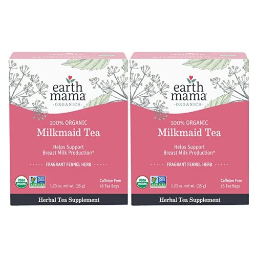 Earth Mama Organic Milkmaid® Tea | Lactation Support Herbal Tea Bags for Breastfeeding, Decaf Lactation Supplement for Increased Breast Milk Production, With Milk Thistle & Fenugreek (16 Count, 2-Pack)