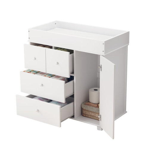 Rebrilliant 4 Drawer Baby Changing Table Dresser, Nursery Station with Nursery Storage, Baby Dresser for Nursery | Wayfair