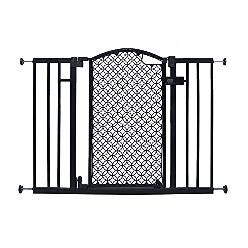 Summer Infant Modern Home Walk-Thru Safety Pet and Baby Gate, 28"-42" Wide, 30" Tall, Pressure or Hardware Mounted, Install on Wall or Banister in Doorway or Stairway, Auto Close Door - Gray