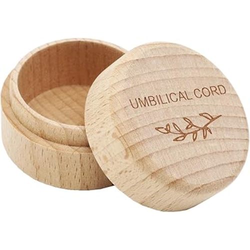 Umbilical Cord Keepsake Box, Wooden Baby Keepsake Box for First Haircut, First Curl, Baby Teeth & Tooth Keepsake, 2 x 2 x 1.4 in Engraved Newborn Memory Gift