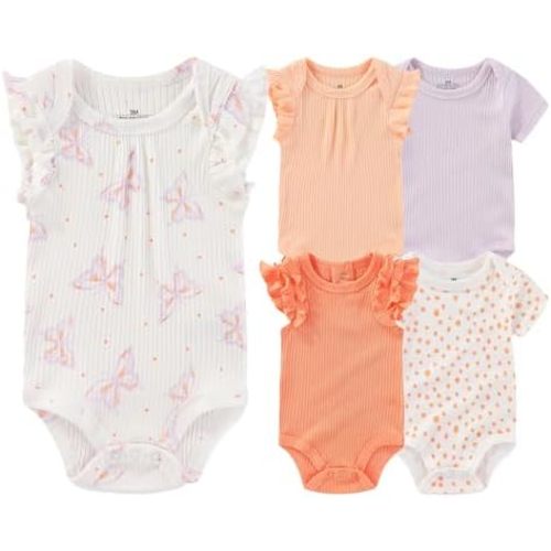 Baby Boy Girl Short Sleeve Bodysuits New Born 100% Cotton Clothes 5-Pack 0-12M