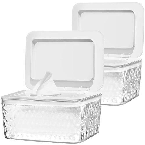 2 Pack Wipes Dispenser Seal-Designed Wipe Dispenser Holder Wipes Case Box for Bathroom Keep Wipes Fresh, Dust-Proof & Non-Slip
