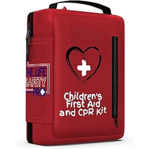 Portable First Aid Kit for Kids with CPR Shield - Ideal for Home, Car, School, Camping, and as a Travel First aid kit. Latex-Free Bandages – Children First Aid Guide by The Life Safety Pro