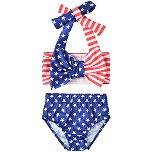 Aalizzwell Baby Girl Bathing Suit, Toddler Girls Two Piece Swimsuit Halter Top Bikini Bottoms Swimming Suit