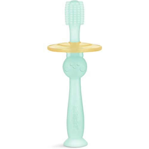 Haakaa 360 Food Grade Silicone Baby Toothbrush - 6M+ With Shield & Base Design, 1pc (Blue)