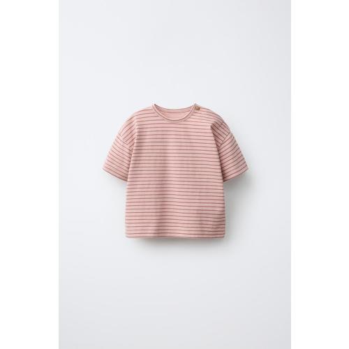 STRIPED PRINT T-SHIRT - Pastel pink | ZARA United States