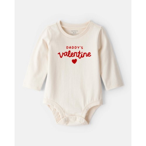 Baby Girl Daddy's Valentine Long-Sleeve Graphic Bodysuit - Cream | Carter's