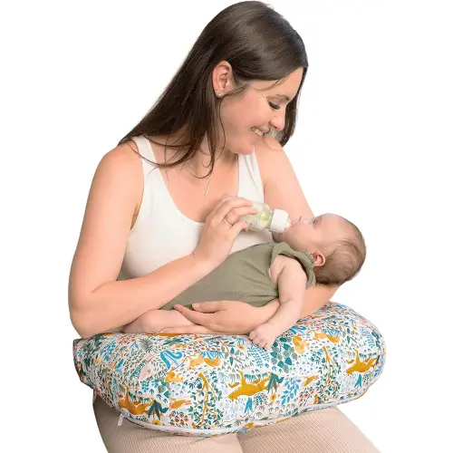Boppy Nursing Pillow - Ergonomic Bottle & Breastfeeding Pillow with High, Firm, Large Area, Water-Repellent Cushion with Washable Cover; Baby Safety Alliance Verified - Colorful Forest Animals