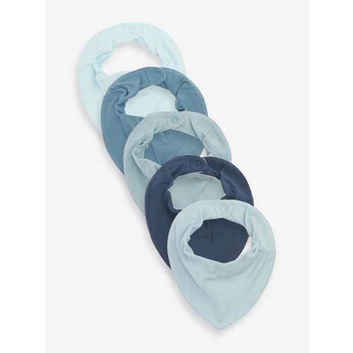 Blue 5 Pack Dribble Baby 100% Cotton Bibs