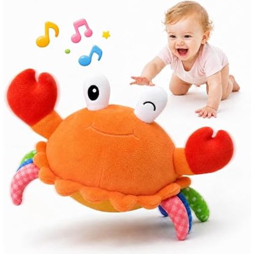 Orange Crawling Crab Baby Toy, Interactive Musical Plush Toy with Recording