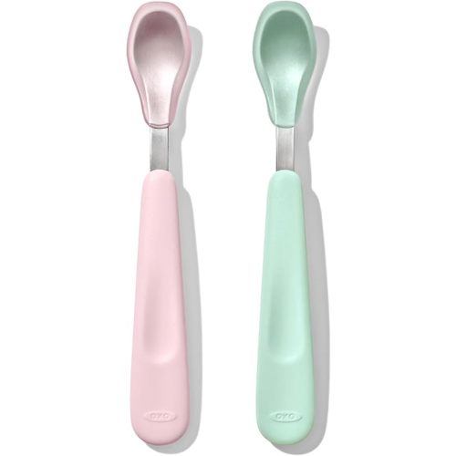 OXO TOT Feeding Spoon Set W Soft Silicone Opal and Blossom