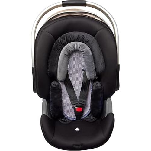 Pro Goleem Breathable 3-in-1 Infant Car Seat Head Support, Soft Infant Car Seat Insert, Carseat Cushion for Toddler, Perfect for Car Seat, Strollers, Swings, Carrier, Bouncer, Black and Grey
