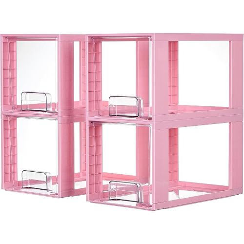 Vtopmart 4 Pack Large Stackable Storage Drawers, Clear