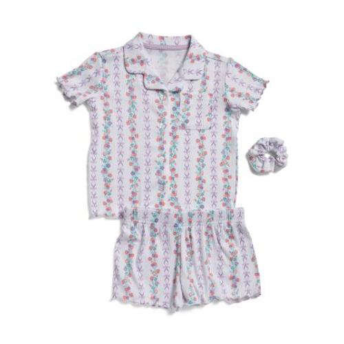 Girls 2pc Ribbon Trellis Button Front Pajama Set With Hair Bow | Boys' Pajamas | TJ Maxx