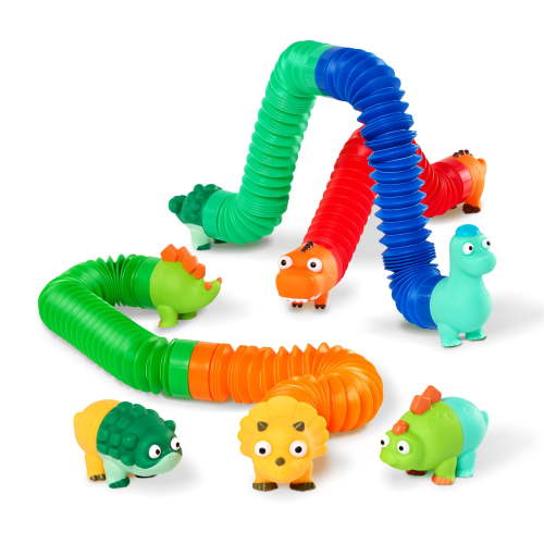 Battat Li'l Dino Buddies Sensory Dinosaur Tubes 15 Pieces, Toddler and Preschool Toys for 2 Years +