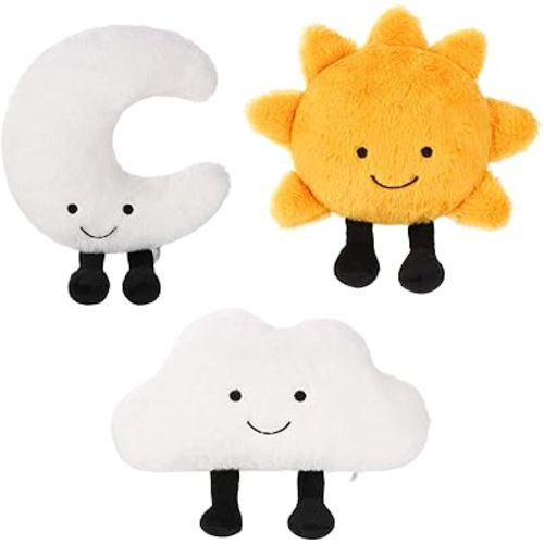 TICHA 3-Piece Sky Friends Set - Sun Moon Cloud Plush Toy Set - 12 Inch Soft Cartoon Stuffed Animals, Cute Desktop Pillow Decor, Ideal Gift for Kids Friends Christmas