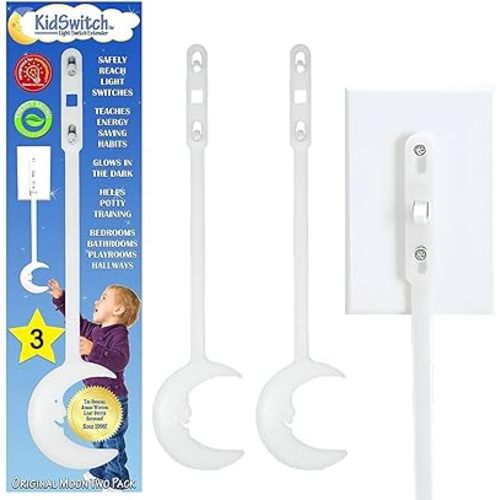Kidswitch Light Switch Extender for Kids (3 Pack) - Glow in The Dark Toddler Light Switch - Kids Light Switch Extender - Quick Install, Easy Grab Extension, Award Winning