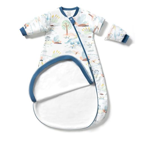 Baby Sleep Sack 3-6 Months, Cotton Long Sleeve Sleep Sack, 1.0 Tog Lightweight Transitional Swaddle with Temperature Strips, 2-Way Zipper Wearable Blankets for Newborns,Dinosaur